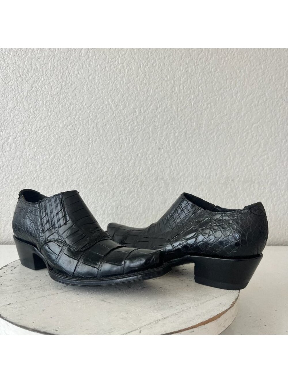 Rod Patrick Boots Womens Mules Size 5 Black Caiman Leather Western Slip On Shoes